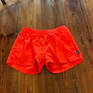 orange patagonia shorts